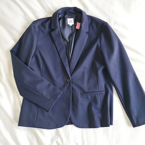 Gap Blazer‎ Women's Size 18 Navy Blue One Button Two Pockets Long Sleeve - Picture 1 of 4
